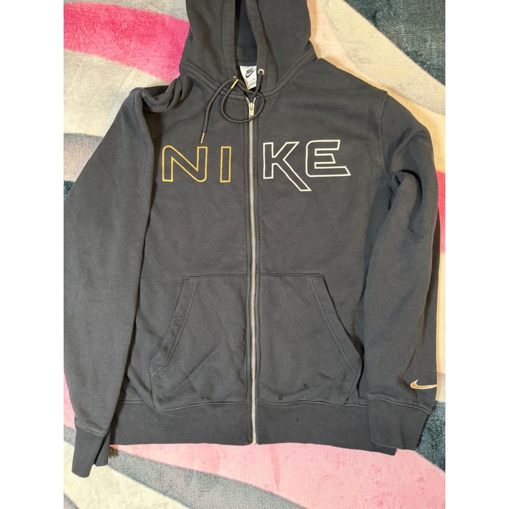 Nike Mens Department of Motion Full Zip Hoodie Black Gold XL Graphic Sweatshirt